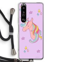 Roze eenhoorn: Sony Xperia 1 III Transparant Hoesje met koord Roze eenhoorn: Sony Xperia 1 III Transparant Hoesje met koord
