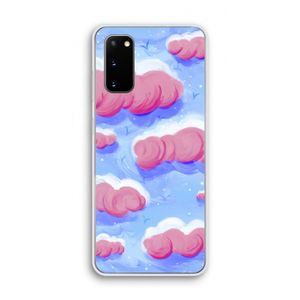 Roze wolken met vogels: Samsung Galaxy S20 Transparant Hoesje