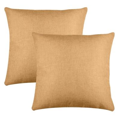 Stof Textile sierkussen Bea - 2x - camel - 50 x 50 cm - bank kussens - polyester