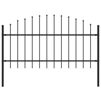 Tuinhek met speren bovenkant (1-1,25)x1,7 m staal zwart