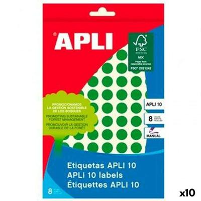 Klevende etiketten Apli Groen Cirkel Cirkelvormig 8 Vellen (10 Stuks)
