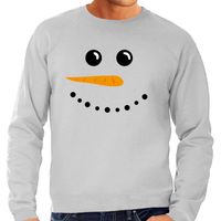 Sneeuwpop foute Kerstsweater / Kersttrui lichtgrijs voor heren