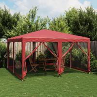 VidaXL Partytent met 8 mesh zijwanden 4x4 m hdpe rood VidaXL Partytent met 8 mesh zijwanden 4x4 m hdpe rood