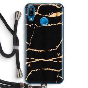 Gouden marmer: Huawei P20 Lite Transparant Hoesje met koord