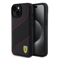 iPhone 15 Ferrari Geperforeerd Schuine Lijn Hoesje - Zwart