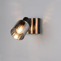 Trio WandlampTravia zwart met hout - R86531732