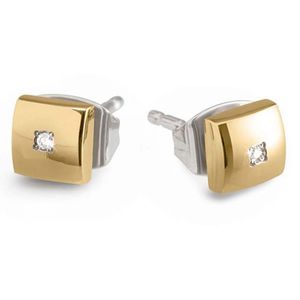 Boccia 05050-03 Oorknoppen titanium-diamant 0,025 ct goudkleurig-wit