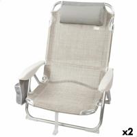 Klapstoel met Hoofdsteun Aktive Ibiza Beige 51 x 76 x 45 cm (2 Stuks)