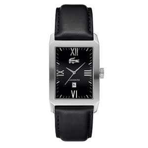 Lacoste horlogeband 2010594 / LC-55-1-14-2288 Leder Zwart 22mm + zwart stiksel