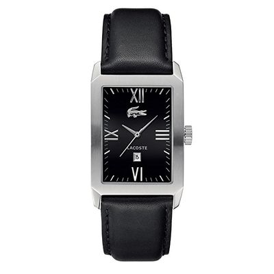 Lacoste horlogeband 2010594 / LC-55-1-14-2288 Leder Zwart 22mm + zwart stiksel