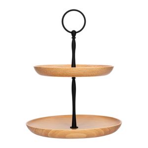 QUVIO Etagere - 2 laags - Hout - Donkerbruin