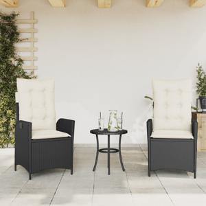 Tuinstoelen 2 st verstelbaar met kussens poly rattan zwart