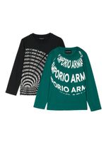 Emporio Armani Kids lot de deux t-shirts à logo imprimé - Noir