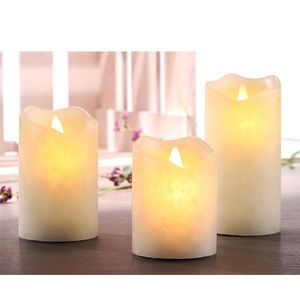 2x Set van 3 Creme witte LED kaarsen/stompkaarsen