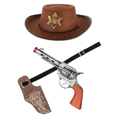 Verkleed cowboy hoed/holster met een revolver voor kinderen - carnaval