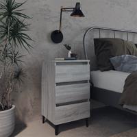 Nachtkastje met metalen poten 40x35x69 cm grijs sonoma eiken