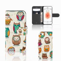 Apple iPhone 5 | 5s | SE | Telefoonhoesje | Met pasjeshouder | Vrolijke Uilen
