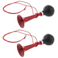 4x stuks rode metalen fiets/sport lucht toeters 19 cm 4x stuks rode metalen fiets/sport lucht toeters 19 cm