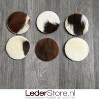 Koeienhuid onderzetters normandier bruin zwart wit 10x10cm - thumbnail