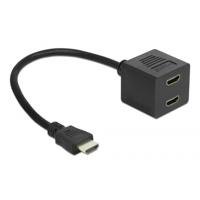DeLOCK high speed hdmi splitter met ethernet 1x male naar 2x female (zwart)