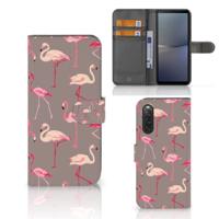 Sony Xperia 10 V | Telefoonhoesje | Met pasjeshouder | Flamingo