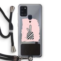 Zwart-wit cactus: Samsung Galaxy A21s Transparant Hoesje met koord