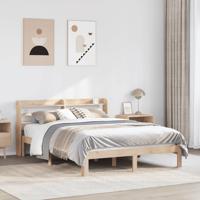 Bedframe met hoofdbord massief grenenhout wit 140x200 cm