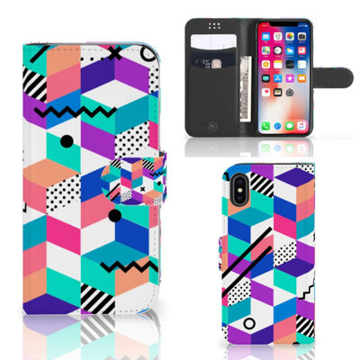 Apple iPhone X | Xs | Book Case | Blokken Kleurrijk