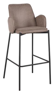 LABEL51 Barkruk 'Joni' Micro Suede, kleur Taupe (zithoogte 78cm)