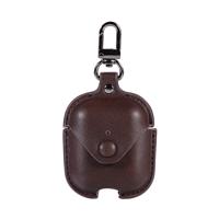 PU lederen draadloze Bluetooth oortelefoon beschermende case voor Apple AirPods 1/2 met metalen gesp (bruin)