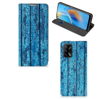 OPPO A74 4G Book Wallet Case Wood Blue