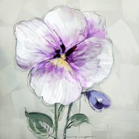 Schilderij -Handgeschilderd - Viooltje - multikleur - 100x100cm - thumbnail