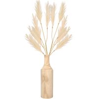 Decoratie pampasgras kunst pluimen in houten vaas - creme wit - 98 cm