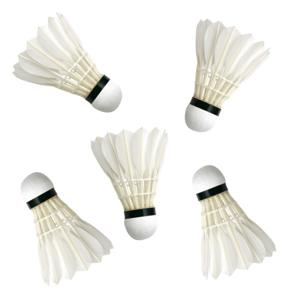 Set van 5x stuks badminton shuttles met veertjes - wit - 9 x 6 cm - Veren shuttles