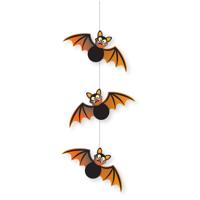 Vleermuizen hangdecoratie - zwart met oranje - 70 cm - papier - brandvertragend - Halloween