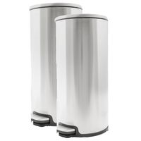 2x stuks vuilnisbakken/pedaalemmers zilver 20 liter 52 cm RVS