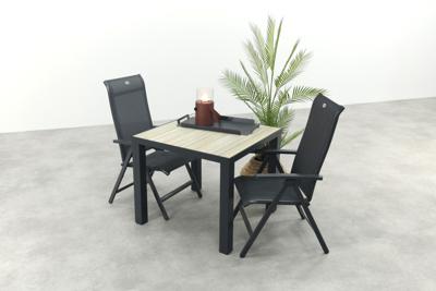 Hartman Milaan/Nola verstelbare tuinset 90x90 cm. - Antraciet/Houtlook