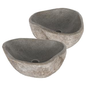 Differnz Lombok waskom duo - riviersteen | Ø 40 - 50 x 15 cm