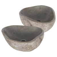Differnz Lombok waskom duo - riviersteen | Ø 40 - 50 x 15 cm