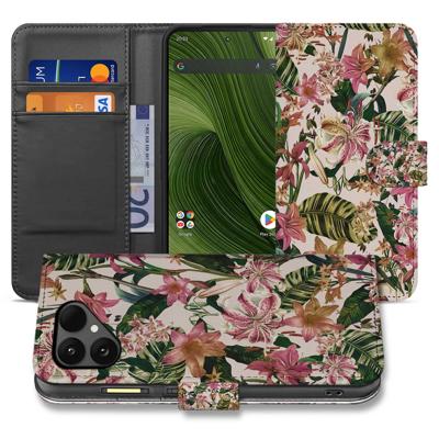 Elegante Paars Wit Bloemen Bookcase Hoesje voor Fairphone 6 Smartphone