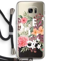 Hello in flowers: Samsung Galaxy S7 Edge Transparant Hoesje met koord