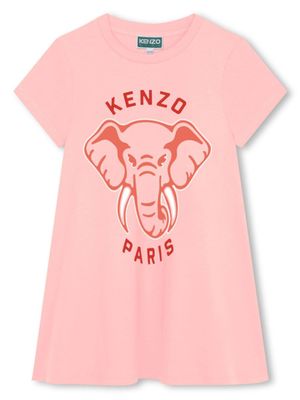 Kenzo Kids robe en coton à logo imprimé - Rose