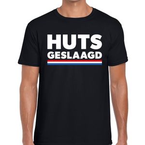 HUTS Geslaagd met vlag cadeau t-shirt zwart heren