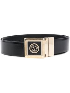 Versace Jeans Couture ceinture en cuir à plaque logo - Noir