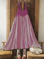 Sleeveless Vintage Plaid Casual Weaving Dress - thumbnail