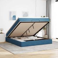 Ottoman bed met matras 180x200 cm fluweel donkerblauw