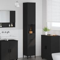 Hoge badkamerkast Zwart 31.5 x 33 x 190 cm Bewerkt hout
