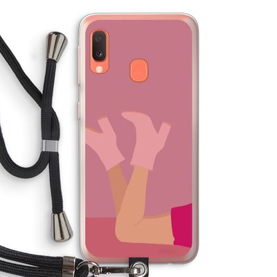 Pink boots: Samsung Galaxy A20e Transparant Hoesje met koord