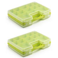 Plasticforte Opbergdoos - 4x - lime groen - kunststof - 28 x 21 cm - opbergbox/sorteerdoos