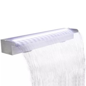 VidaXL Zwembadwaterval met led&apos;s rechthoekig 90 cm roestvrij staal